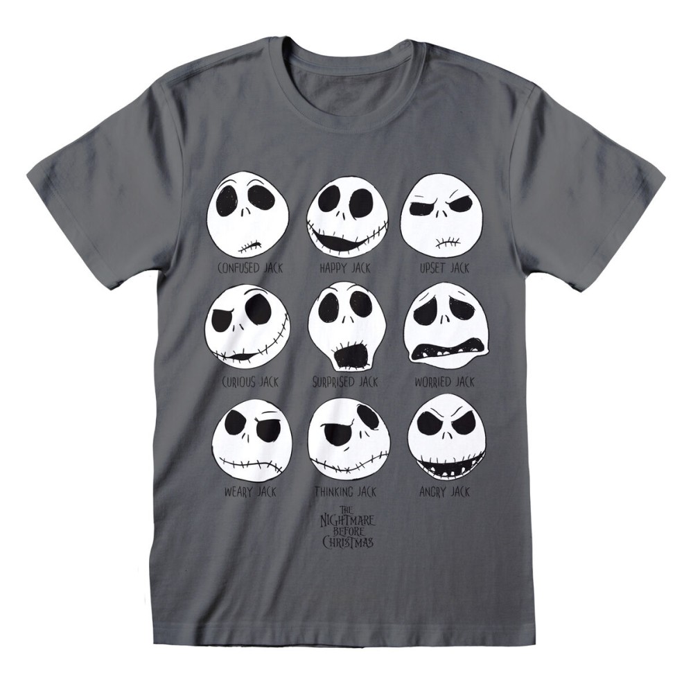 Tricou cu Mânecă Scurtă Unisex The Nightmare Before Christmas Many Faces Gri închis