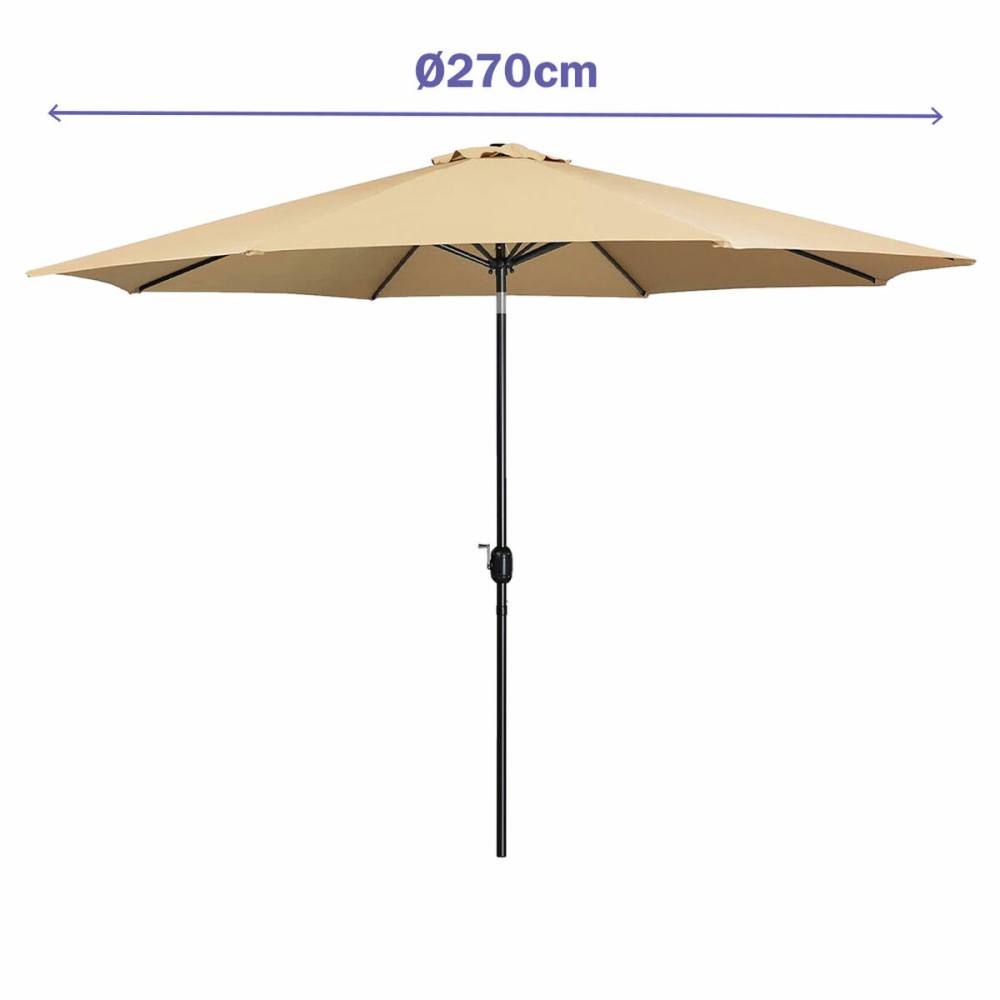 Marbueno Umbrelă Acier 8 Spițe D270 cm Poliester Maro Grădină, Piscină, Terasă