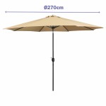 Marbueno Umbrelă Acier 8 Spițe D270 cm Poliester Maro Grădină, Piscină, Terasă