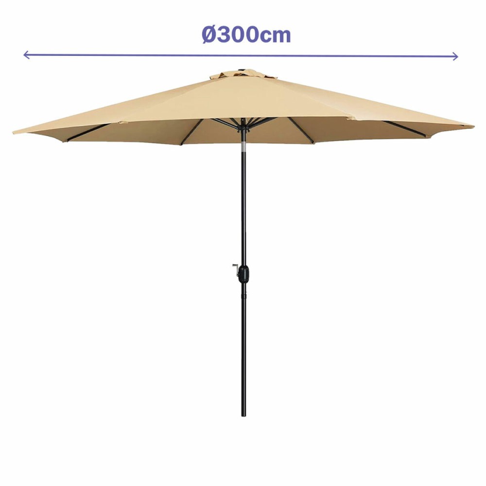 Marbueno Umbrelă Acero 8 Rame D300 cm Poliester Maro Grădină, Piscină, Terasă