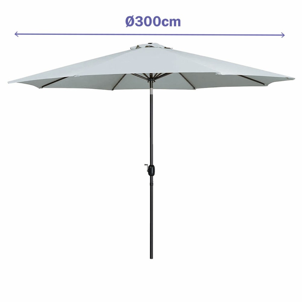 Marbueno Umbrelă Acero 8 Rame D300 cm Poliester Alb Grădină, Piscină, Terasă 10487