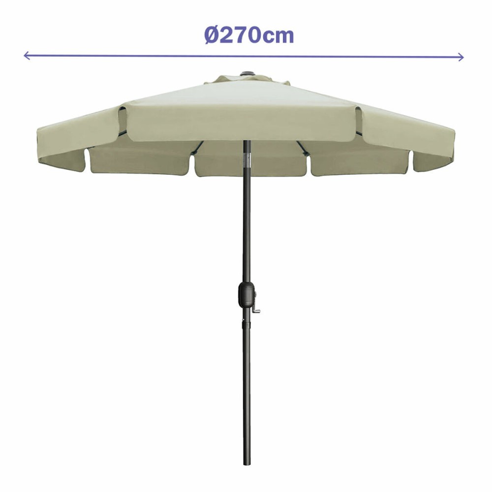 Marbueno Umbrelă Acier 8 Rame D270 cm Poliester Bej Grădină, Piscină, Terasă