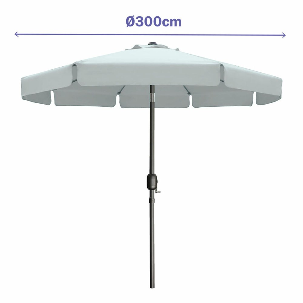 Marbueno Umbrelă Acoperită 8 Rame D300 cm Poliester Alb Grădină, Piscină, Terasă