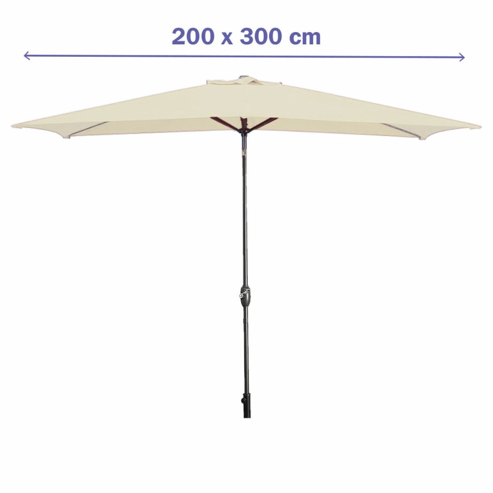 Marbueno Umbrelă Oțel 8 Cânepi 200x300 cm Poliester Bej Grădină, Piscină, Terasă