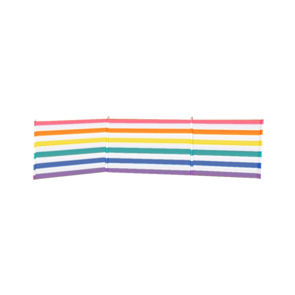 Paraviento 4 Palos Acero Polyester Dungi Colorate 360X80 cm Plajă, Piscină, Grădină