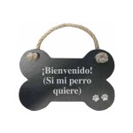Decorațiune Suspendată Magnet & Steel Bienvenido (si mi perro quiere) Os Slate Въже