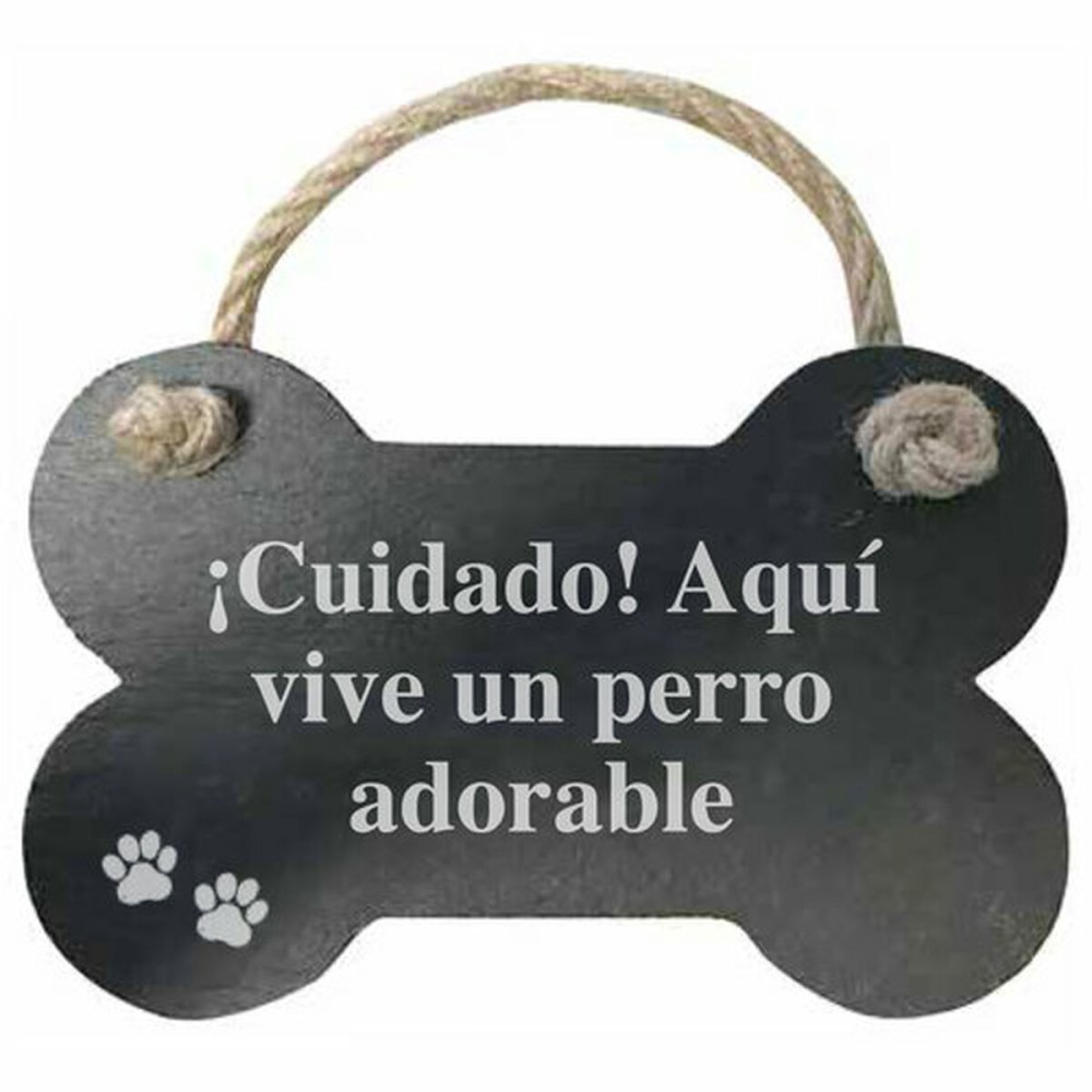 Decorațiune Suspendată Magnet & Steel Cuidado aquí vive un perro adorable Os Slate Въже