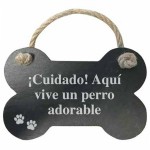 Decorațiune Suspendată Magnet & Steel Cuidado aquí vive un perro adorable Os Slate Въже