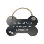 Decorațiune Suspendată Magnet & Steel Cuidado aquí vive un perro adorable Os Slate Въже