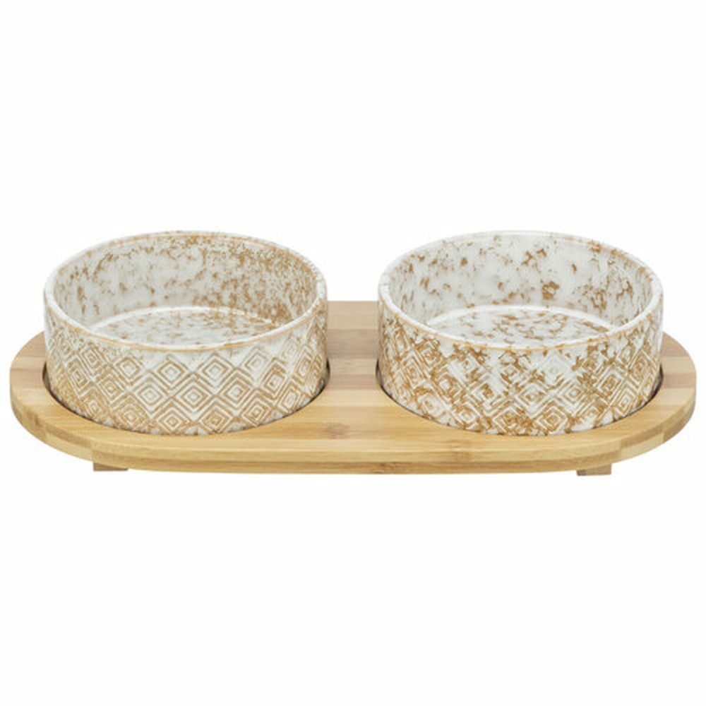 Dispozitiv de hrănire pentru câini Trixie Alb Maro Deschis Bambus