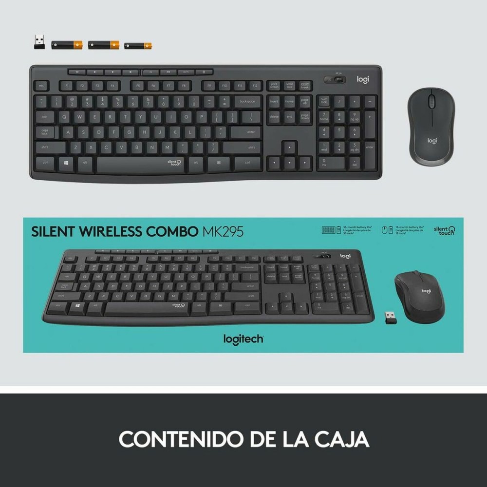 Tastatură și Mouse Fără Fir Logitech MK295 Gri Qwerty Spaniolă
