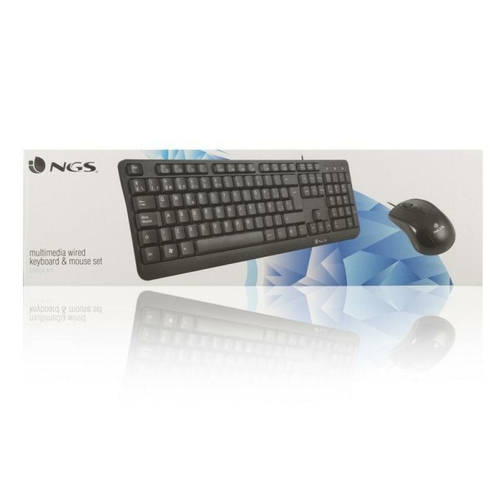 Tastatură și Mouse Optic NGS Cocoa Kit Cocoa Kit Negru Qwerty Spaniolă