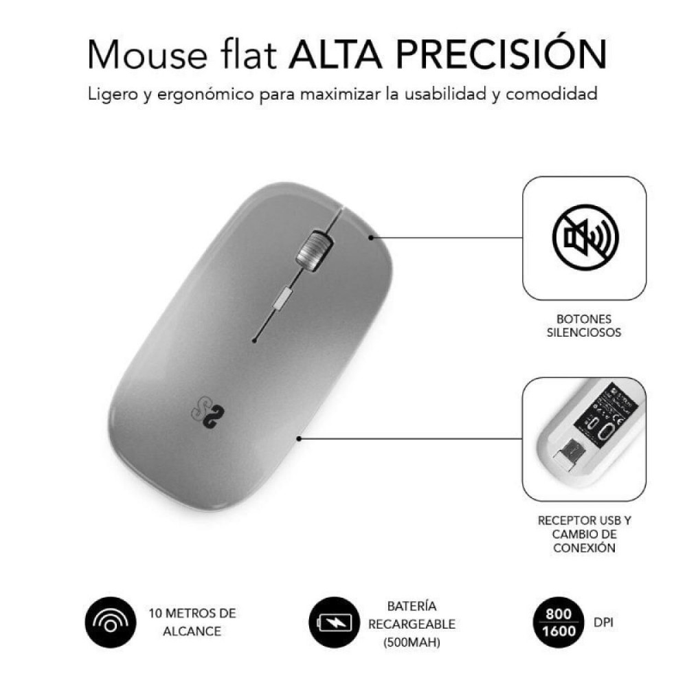 Mouse Subblim SUBMO-DFLAT22 Argintiu 1600 dpi