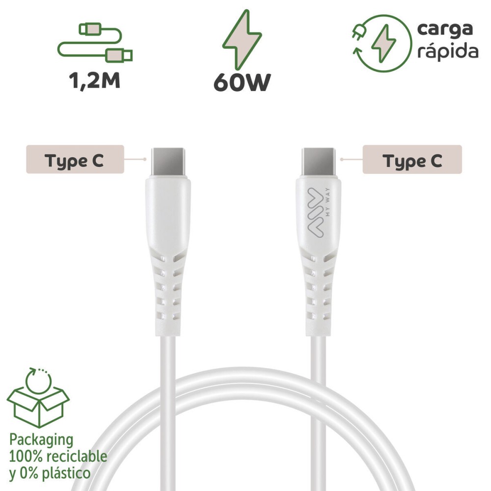 Cablu USB-C la USB-C Myway MWUSC0024 Alb