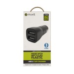 Încărcător USB pentru Mașină 2 Porturi Muvit Negru