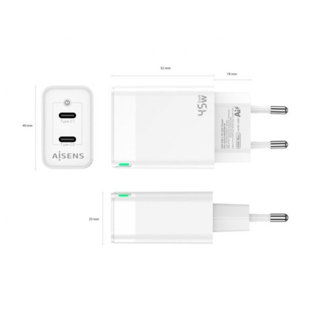 Încărcător de Perete Aisens ASCH-45W2P005-W  Alb 45 W