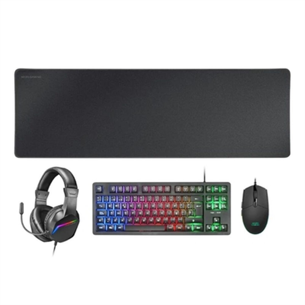 Tastatură și Mouse Mars Gaming MCPRGB3ES Negru Multicolor Qwerty Spaniolă (4 Unități)