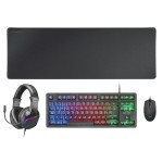 Tastatură și Mouse Mars Gaming MCPRGB3ES Negru Multicolor Qwerty Spaniolă (4 Unități)