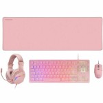Pachet Gaming Mars Gaming MCPRGB3PES Multicolor Roz Qwerty Spaniolă (4 Unități)