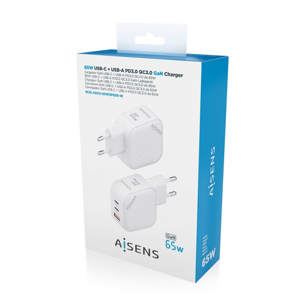 Încărcător de Perete Aisens ASCH-65W3P026-W Alb Multicolor 65 W