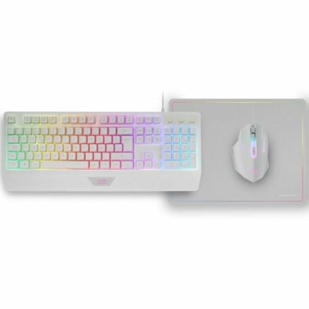 Tastatură Mars Gaming MCP124WES Alb Multicolor Qwerty Spaniolă (3 Unități)