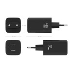 Încărcător de Perete Aisens ASCH-65W2P040-BK Negru Multicolor 65 W