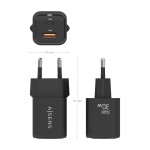 Încărcător de Perete Aisens ASCH-30W2P021-BK Negru Multicolor 33 W