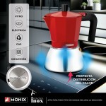 Cafetieră Italiană Monix INOX RED 6T Roșu 6 Cești