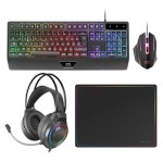 Tastatură și Mouse Mars Gaming MCP124PROES Negru Multicolor Qwerty Spaniolă (4 Unități)