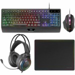 Tastatură și Mouse Mars Gaming MCP124PROES Negru Multicolor Qwerty Spaniolă (4 Unități)
