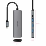 Hub USB NANOCABLE Nanocable Hub USB-C 3xUSB-A+HDMI+USB-C PD Gri 100 W 50 W