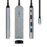 Hub USB-C Aisens ASUC-5P003-GR Negru Gri 100 W