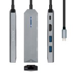 Hub USB-C Aisens ASUC-5P003-GR Negru Gri 100 W