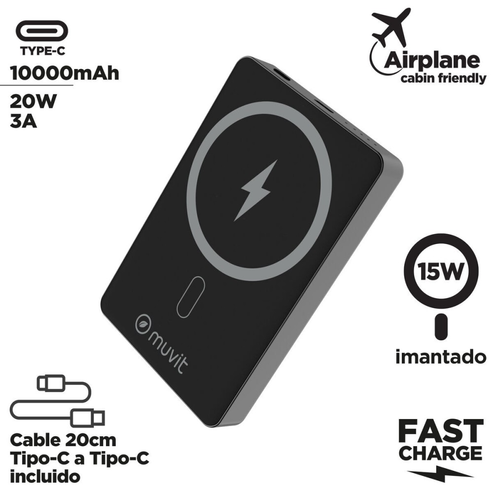 Powerbank Muvit for Change MCCHP0010 Negru Aluminiu 10000 mAh