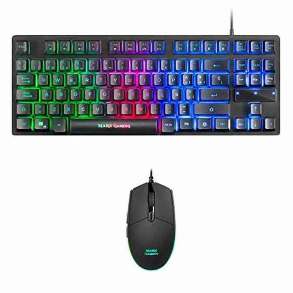 Tastatură și Mouse Gaming Mars Gaming MCPTKLES Negru Qwerty Spaniolă