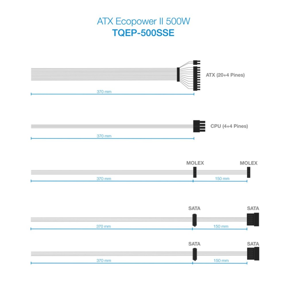 Sursă de Alimentare TooQ TQEP-500SSE ATX 500 W RoHS