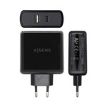 Încărcător USB Perete Aisens ASCH-2PD45A-BK 57 W Negru