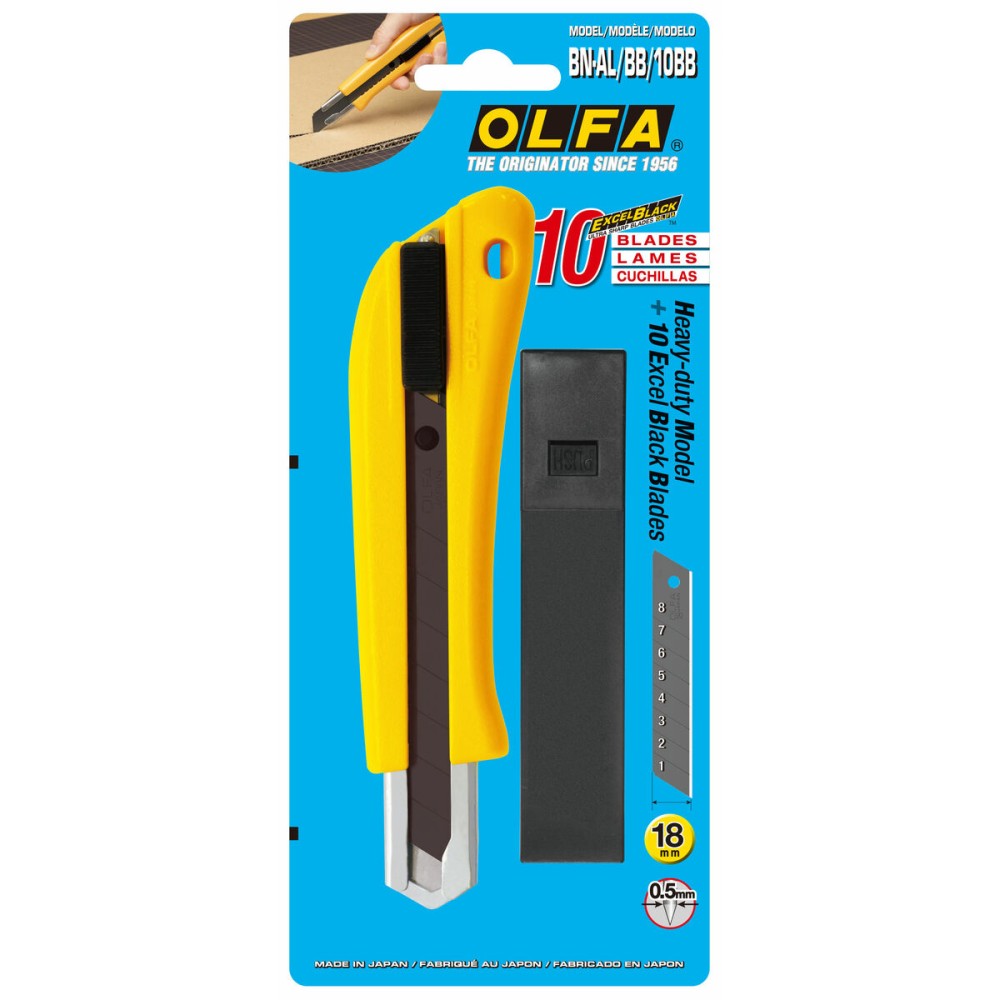 Cutter Olfa  BN-AL 18 X 0,5 MM Galben Negru 18 mm 10 Piese