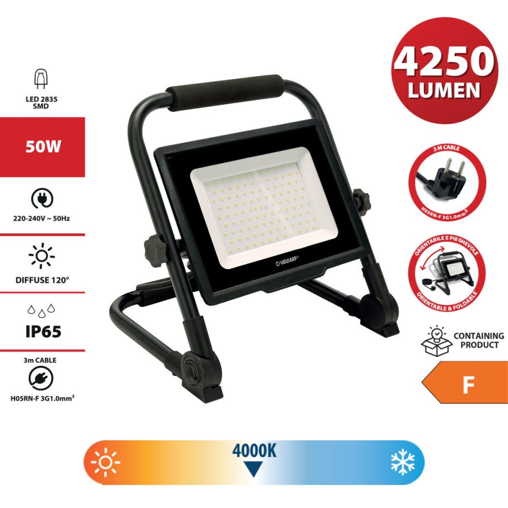 LED spotlight Velamp 100 W 4000 K 8500 Lm