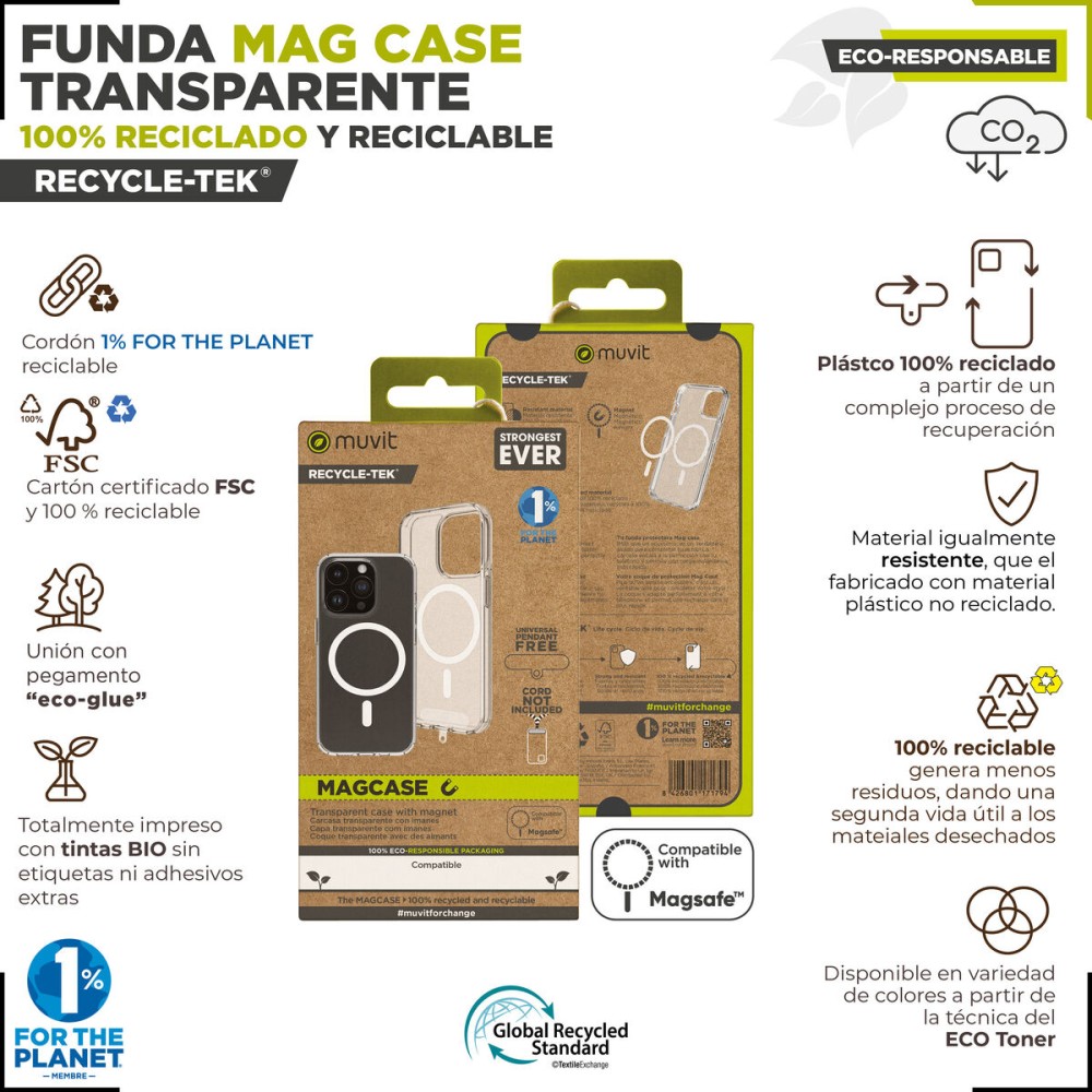 Husă pentru Mobil Muvit for Change iPhone 15 Pro Max Clear Magnetic