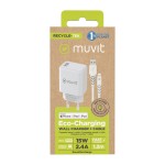 Încărcător de Perete + Cablu USB A la USB-C Muvit for Change SN-TC170DS1E150A + DC-006 Alb 12 W