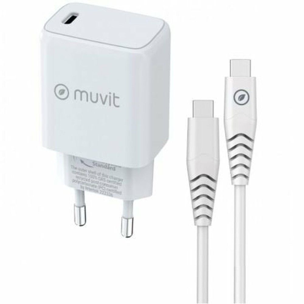 Încărcător de Perete + Cablu USB-C Muvit Alb 20 W