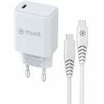 Încărcător de Perete + Cablu USB-C Muvit Alb 20 W