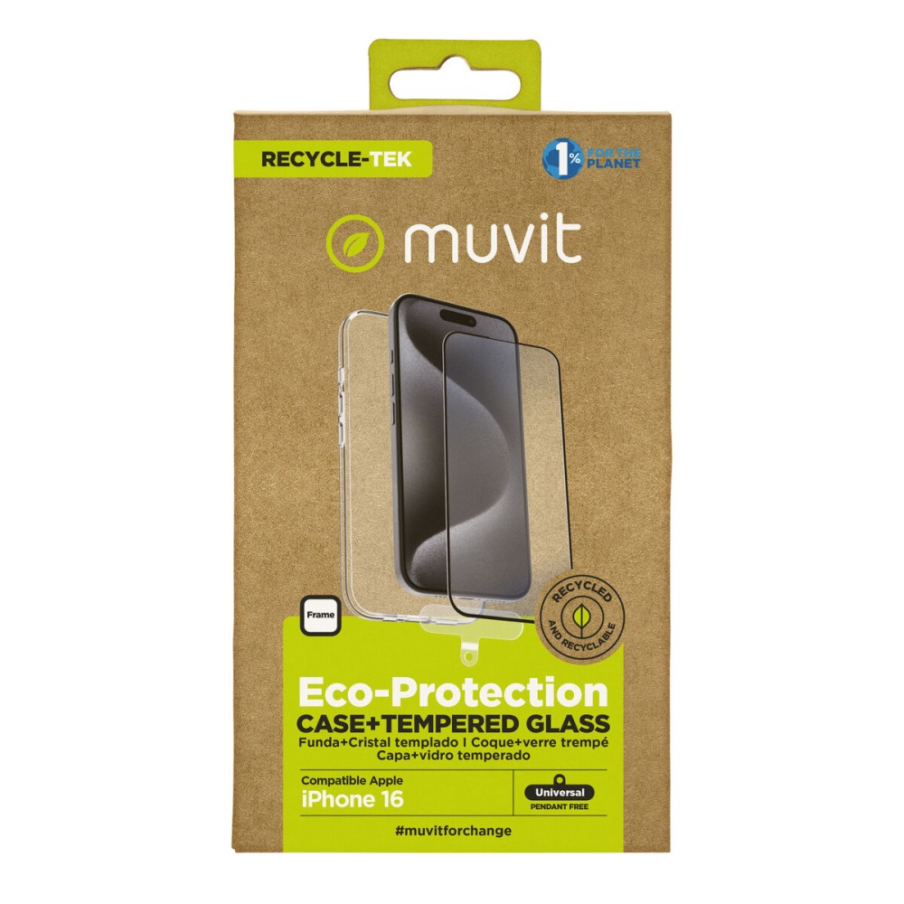 Husă și Protector pentru Mobil Muvit for Change iPhone 16 Negru
