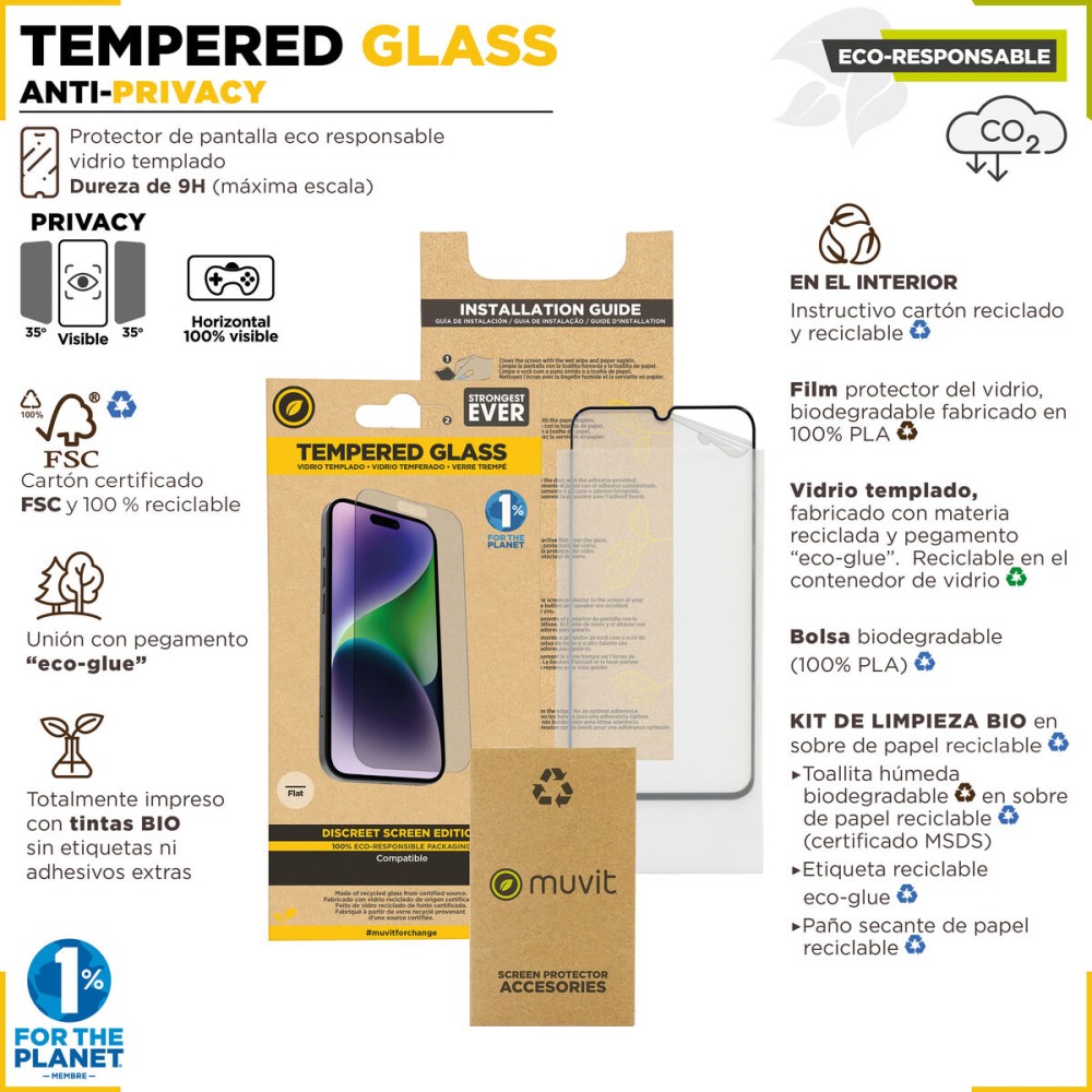 Protector de Ecran pentru Mobil Muvit for Change iPhone 15