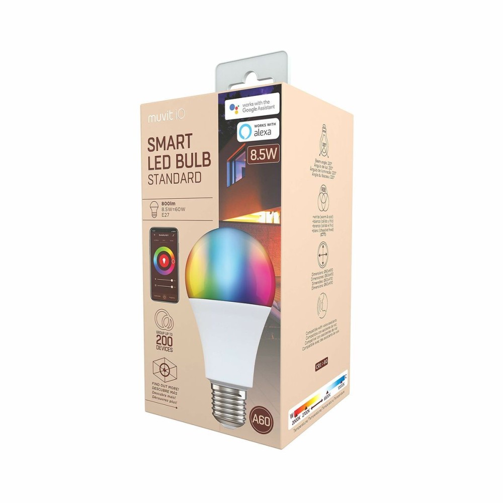 Bec Inteligent Muvit 8,5 W E27 2700 K 6500 K 800 lm Wi-Fi LED Alb