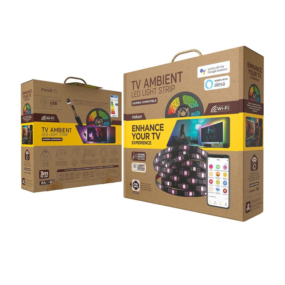 Benzi LED Muvit iO Negru 30 cm 3 m