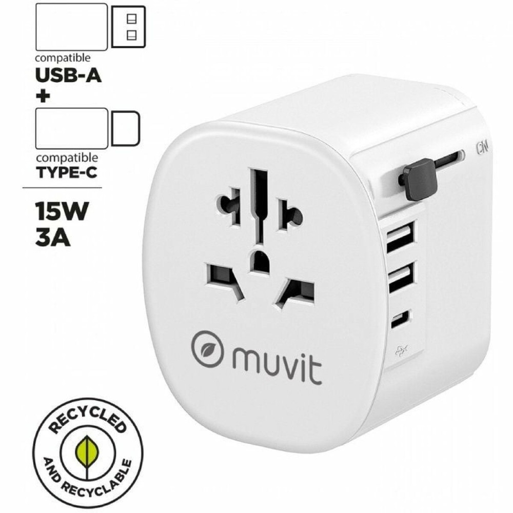 Adaptor universal pentru priză, de voiaj Muvit MCADP0006 Alb 150 W 15 w
