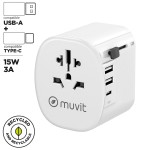 Adaptor universal pentru priză, de voiaj Muvit MCADP0006 Alb 150 W 15 w