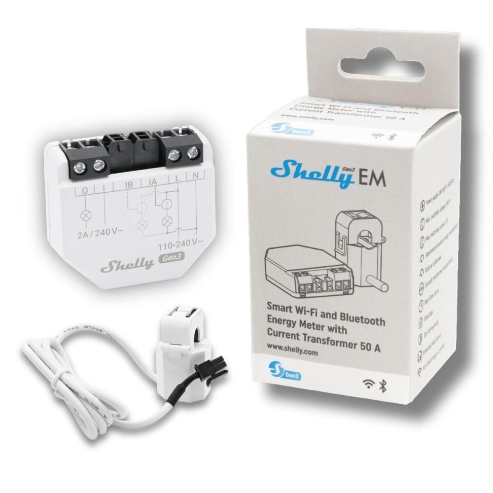 Modul comutator Wi-Fi Shelly EM GEN3 + 50 A CT